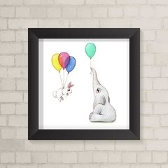 Quadro Infantil Elefante e Coelho Aquarela - comprar online