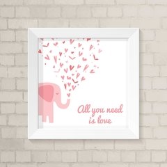 Quadro Infantil Elefante e Corações