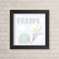 Quadro com Nome Elefante Menino Candy Color - comprar online