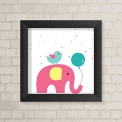 Quadro Infantil Elefante, Passarinho e Balão - comprar online