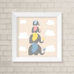 Quadro Infantil Família Elefante