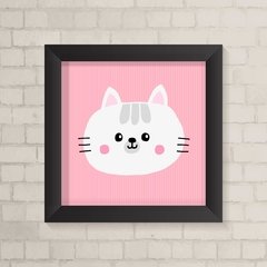 Quadro Infantil Gatinho Fundo Rosa - comprar online