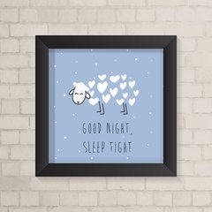 Quadro Infantil Ovelha Good Night Azul - comprar online