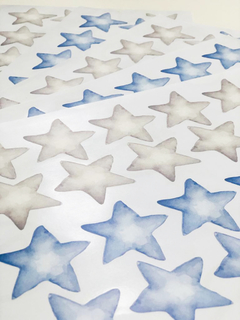 Adesivos Estrelas Arredondadas Aquarela Azul e Cinza na internet