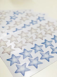 Adesivos Estrelas Arredondadas Aquarela Azul e Cinza