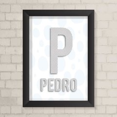 Quadro com Nome Bolinhas Azul - comprar online