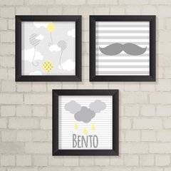 Kit de Quadros Cinza Mustache - comprar online