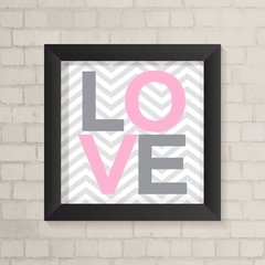 Quadro Infantil Love Rosa e Cinza - comprar online