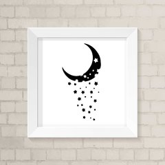 Quadro Infantil Lua e Estrelas Preto e Branco