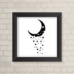 Quadro Infantil Lua e Estrelas Preto e Branco - comprar online