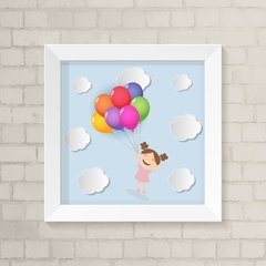 Quadro Infantil Menina e Balões