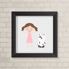 Quadro Infantil Menina e Cachorro - comprar online