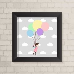 Quadro Infantil Menina Morena com Balões - comprar online