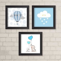 Kit de Quadros Balão, Nuvem e Elefantes - comprar online