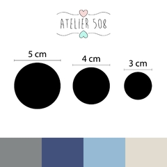 Adesivos Bolinhas Azul e Cinza 3, 4 e 5cm - comprar online