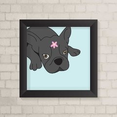 Quadro Infantil BullDog com Flor - comprar online