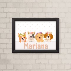 Quadro com Nome Cachorrinhos - comprar online