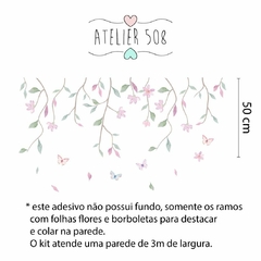 Adesivos Galhos Folhas, Flores e Borboletas pendentes Aquarela - comprar online