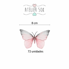 Adesivos Borboletas Aquarela Rosa e Cinza - Atelier 508
