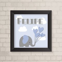 Quadro com Nome Elefante Azul - comprar online