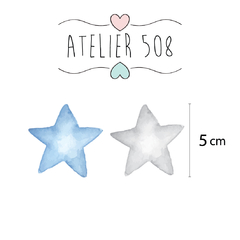 Adesivos Estrelas Arredondadas Aquarela Azul e Cinza - loja online