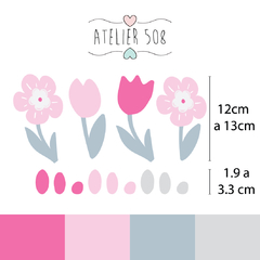 Adesivos Flores e Bolinhas Rosa e Cinza - Atelier 508