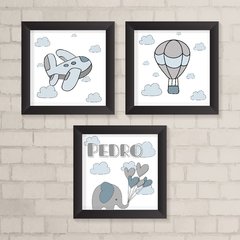 Kit de Quadros Avião, Balão e Elefante - comprar online