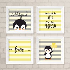 Kit de Quadros Pinguim Amarelo