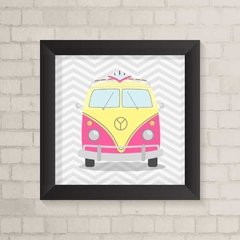 Quadro Infantil Kombi Rosa - comprar online