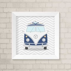 Quadro Infantil Kombi Azul