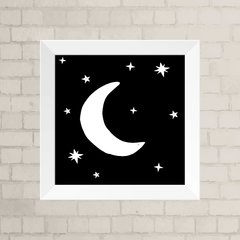 Quadro Infantil Lua e Estrela Preto e Branco