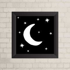 Quadro Infantil Lua e Estrela Preto e Branco - comprar online