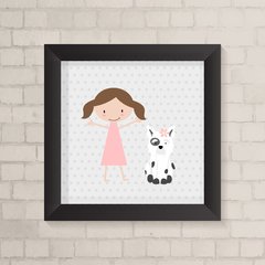 Quadro Infantil Menina e Cachorro - comprar online