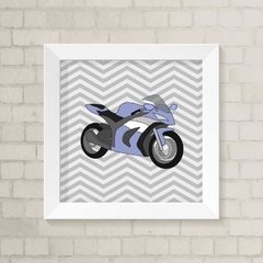 Quadro Infantil Moto Azul e Branca