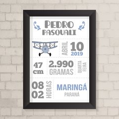 Quadro Nascimento Avião - comprar online