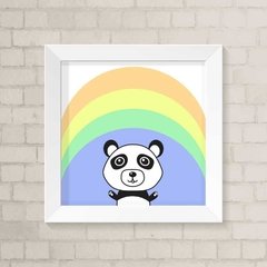 Quadro Infantil Panda Arco-Íris