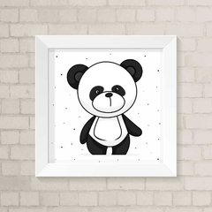 Quadro Infantil Panda Preto e Branco