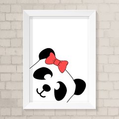 Quadro Infantil Panda com Laço