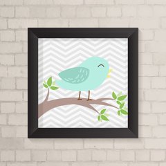 Quadro Infantil Passarinho no Galho Azul - comprar online