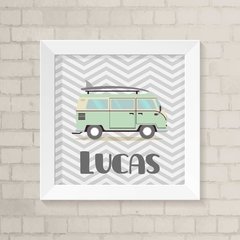 Quadro Kombi verde com Nome Menino