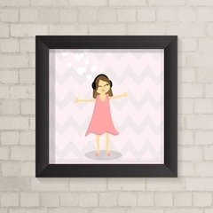 Quadro Infantil Menina e Música - comprar online