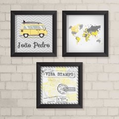 Kit de Quadros Viagem Amarelo e Cinza - comprar online