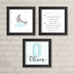 Kit de Quadros Lua com Nuvem, Oração e Nome com Inicial - comprar online