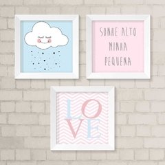 Kit de Quadros Love Azul e Rosa