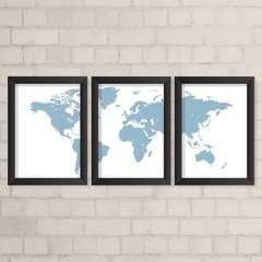 Kit de Quadros Mapa Mundi Azul - comprar online