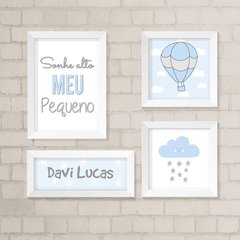 Kit de Quadros Sonhe Alto, Nuvem e Balão com Nome