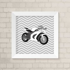 Quadro Infantil Moto Branca