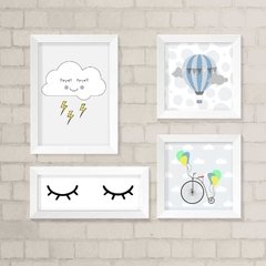 Kit de Quadros Nuvem, Bicicleta e Balão