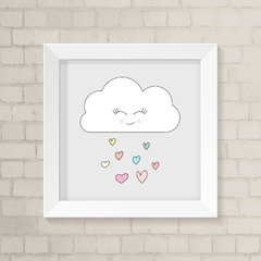 Quadro Infantil Nuvem e Corações Coloridos