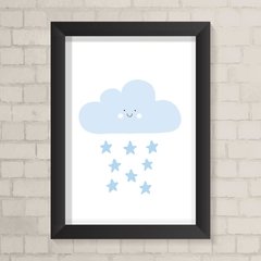 Quadro Infantil Nuvem e Estrelas Azul - comprar online
